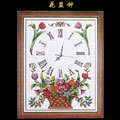花藍鐘十字繡掛畫[配鐘]59*46cm