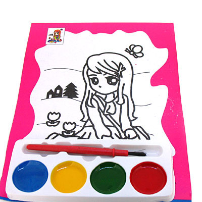 小女孩雙面水彩練習(xí)畫