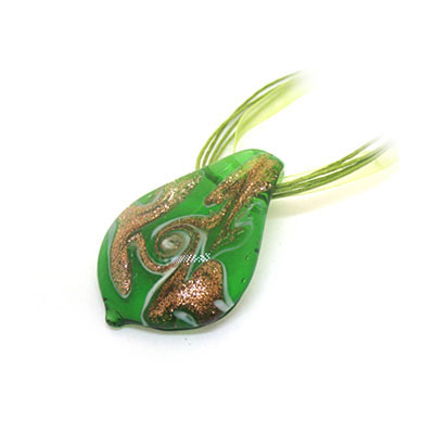 綠色金粉琉璃墜/女士琉璃項(xiàng)墜