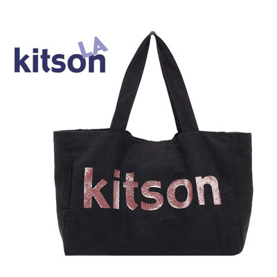 kitson實(shí)用黑色麂皮絨手提包 燙金logo便當(dāng)包單肩包批發(fā)